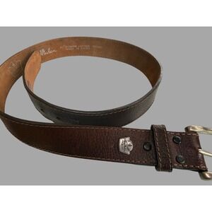 Larry‎ Mahan Brown Genuine Leather Belt Silver Buckle 40" Length Made in China